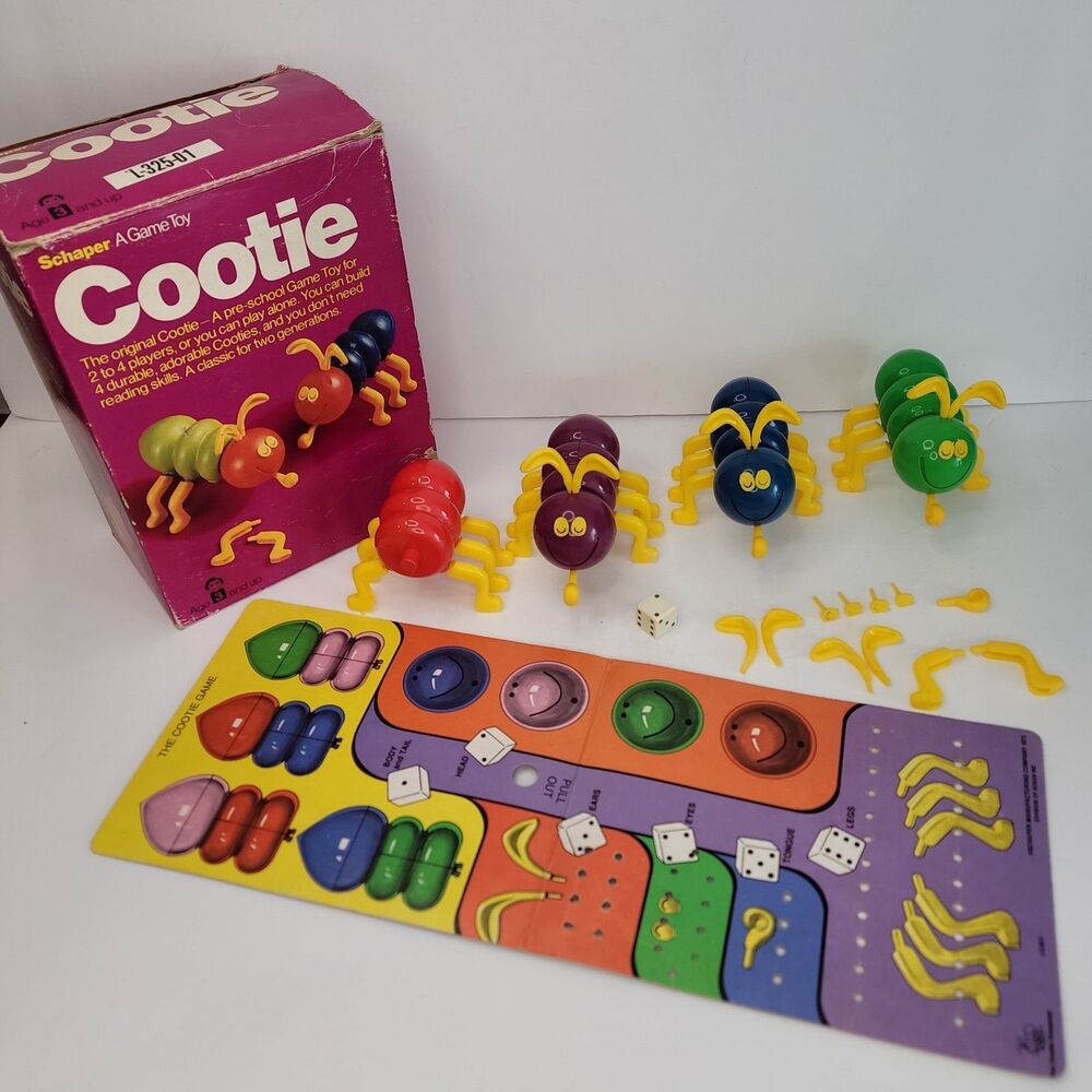 Vintage 1976 Schaper Cootie Game Toy with Original Box Missing 1 Piece